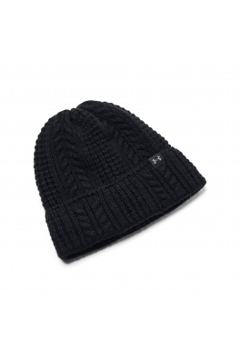 W Halftime Cable Knit Beanie-BLK