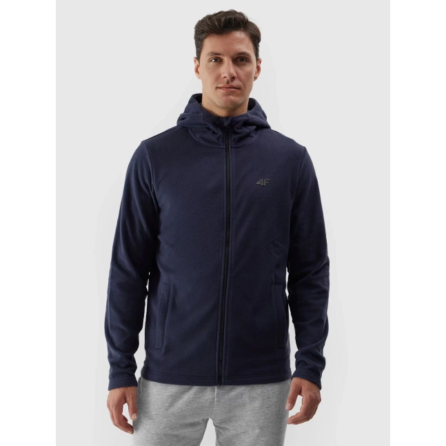 Pánský fleece regular s kapucí 4F - tmavě modrý