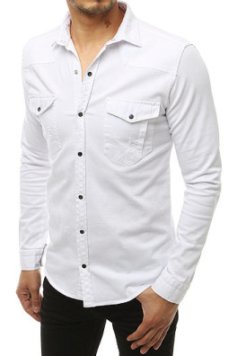 Bílé pánské tričko s dlouhým rukávem DX1926
