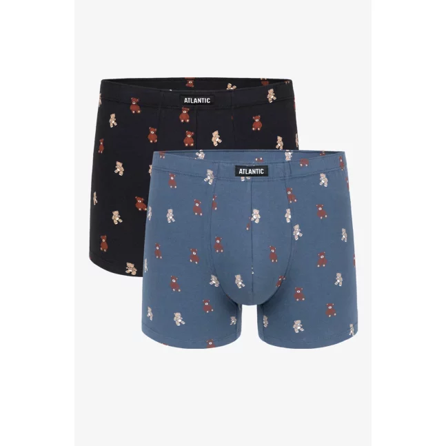 Pánské boxerky ATLANTIC 2Pack - tmavě modrá/modrá