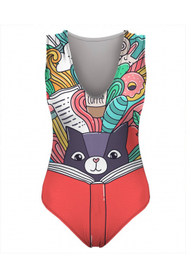 Swimsuit Cat Reading A Book