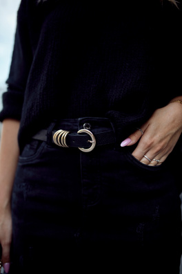 Embosovaný dámský pásek s černým zdobením poutka na pásek