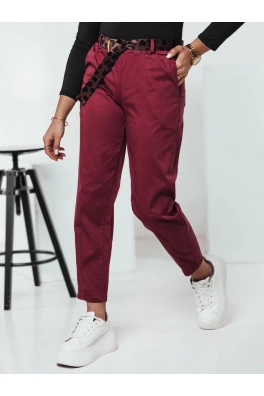 Dámské kalhoty one size LEOCINCIN s páskem bordó Dstreet UY2261