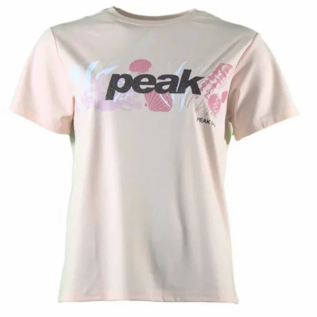 Peak peak round neck t shirt powder rose