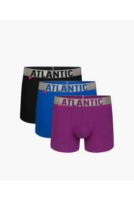 Pánské sportovní boxerky ATLANTIC 3Pack - černé/modré/fialové