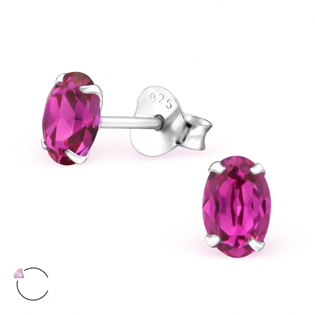 Stříbrné náušnice růžový ovál s kamenem Swarovski