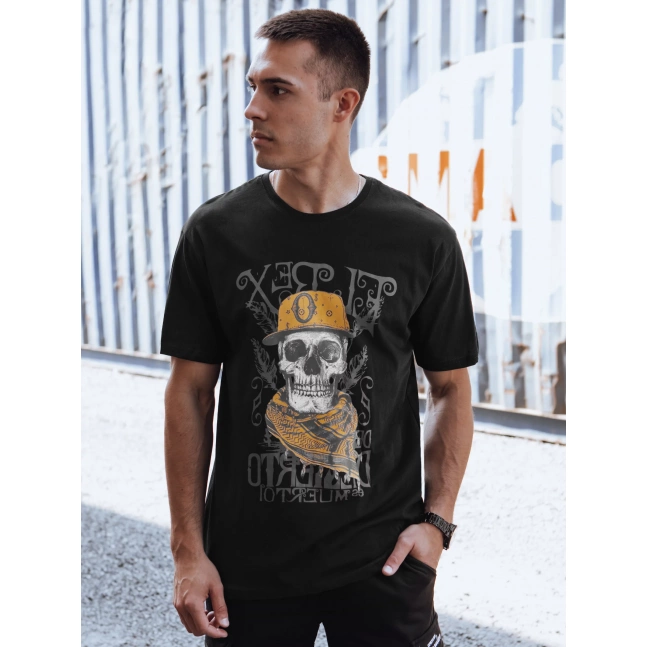 Pánské tričko s potiskem černé Dstreet RX5617 Pánské tričko s potiskem černé Dstreet RX5617
