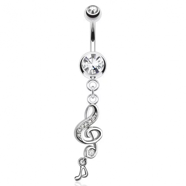 Piercing do pupíku - houslový klíč