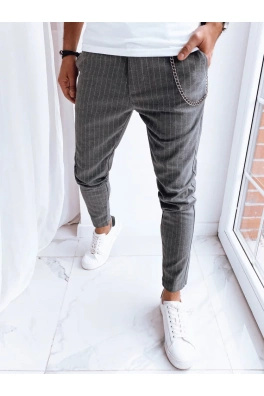 Pánské ležérní pruhované kalhoty bílé Dstreet UX4003