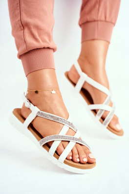 Women's Sandals Lu Boo With Zircons 406-6 White Feen