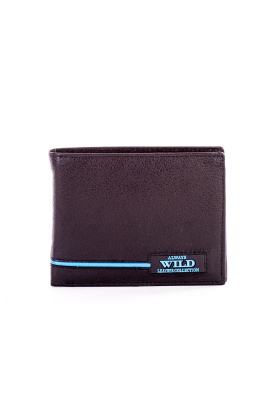 Černá kožená peněženka s modrými vsadkami