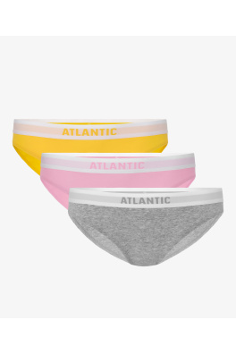 Dámské bikiny kalhotky ATLANTIC 3Pack - žlutá/růžová/světle šedá