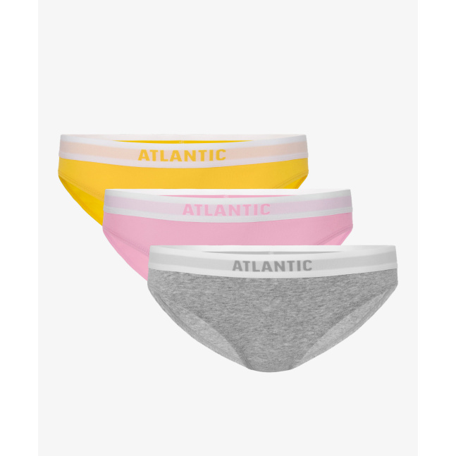 Dámské bikiny kalhotky ATLANTIC 3Pack - žlutá/růžová/světle šedá