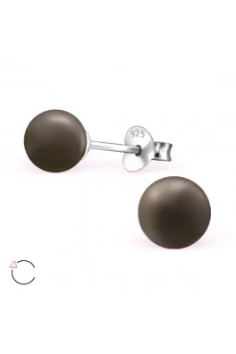 Stříbrné náušnice kulaté brown Swarovski