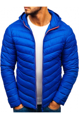 Pánská prošívaná bunda s kapucí LY1016 - modrá,