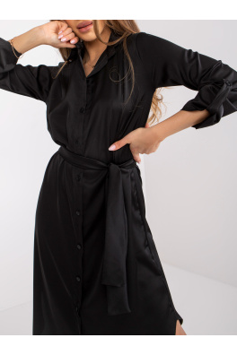Černé košilové midi šaty Inga RUE PARIS