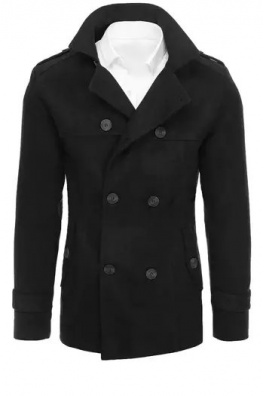 Pánský dvouřadý černý kabát Dstreet CX0423