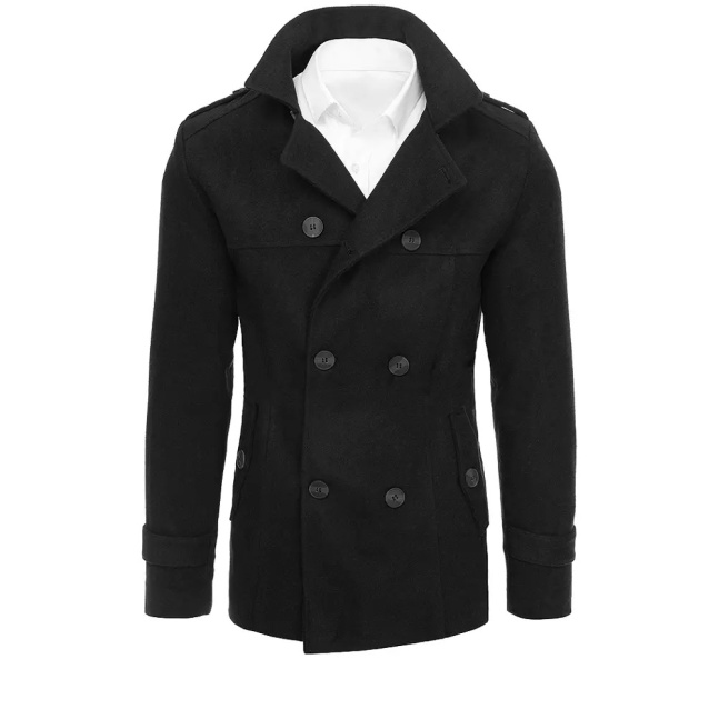 Pánský dvouřadý černý kabát Dstreet CX0423
