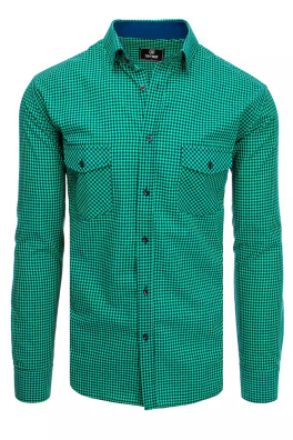 Pánské tmavě modré a zelené kostkované tričko Dstreet DX2118