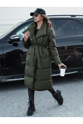 Dámský zimní dlouhý prošívaný kabát FAVI zelený Dstreet TY4576