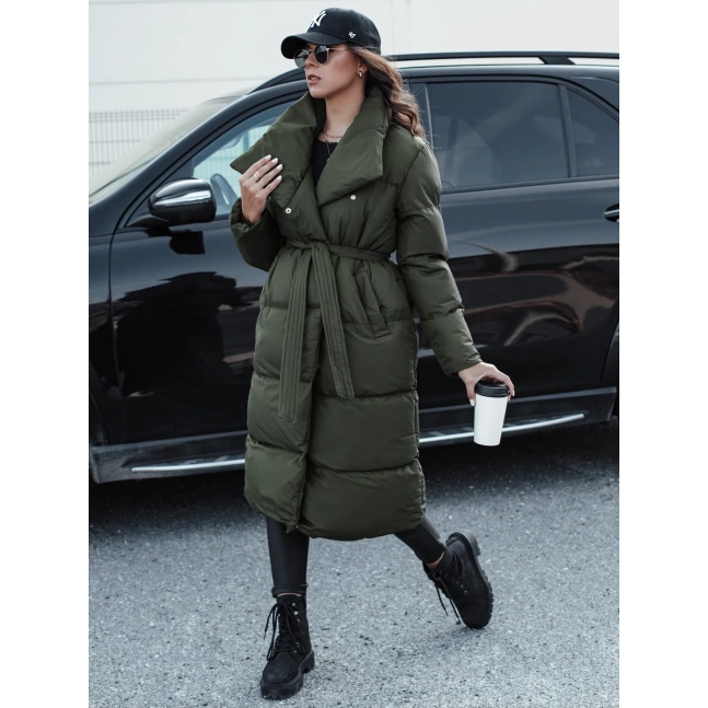 Dámský zimní dlouhý prošívaný kabát FAVI zelený Dstreet TY4576