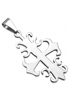Rebelský křížek s motivem Fleur De Lis z chirurgické oceli s výběrem řetízku