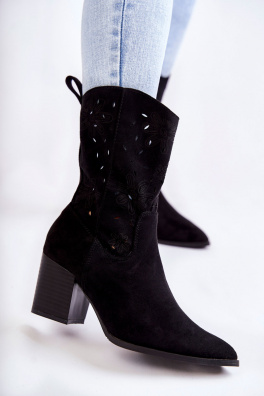 Dámské semišové boty s kovbojskými botami Černé Ariane