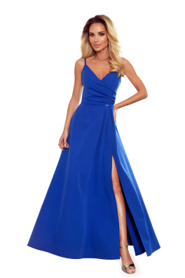 Elegantní maxi šaty na ramínka Numoco CHIARA - modré