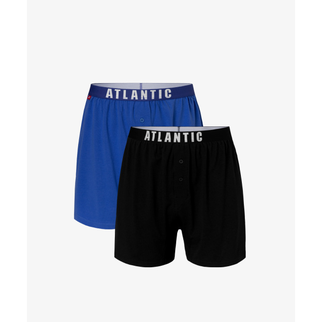 Pánské volné boxerky ATLANTIC 2Pack - modrá, námořnická modrá