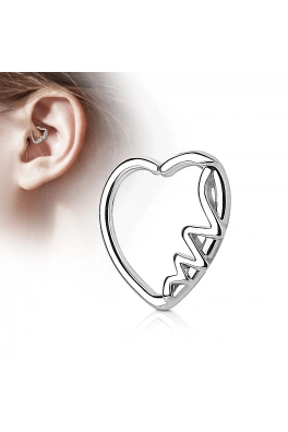 Ocelový piercing do levého ucha - srdce 2