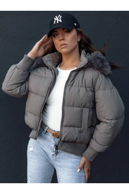 Dámská zimní prošívaná bunda s kožešinou COLDPACK tmavě šedá Dstreet TY4428