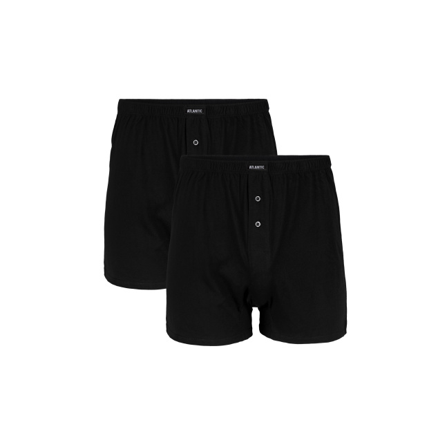 Pánské klasické boxerky ATLANTIC s knoflíčky 2PACK - černé