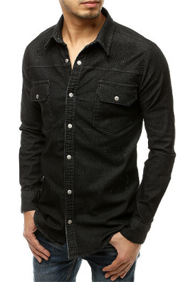Černé pánské tričko s dlouhým rukávem DX1917