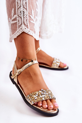 Klasické dámské sandály s ornamenty zlate Florella