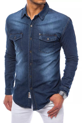 Pánská džínová modrá košile Dstreet DX2162