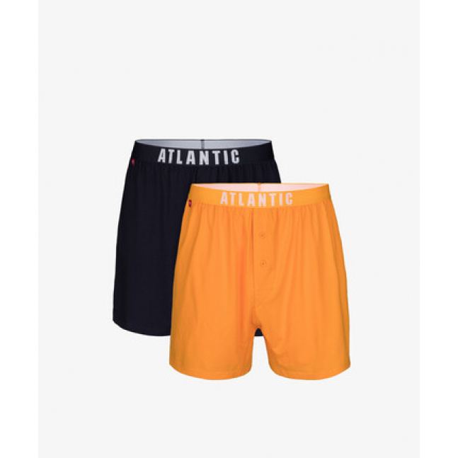 Pánské volné boxerky ATLANTIC 2Pack - tmavě modré/žluté