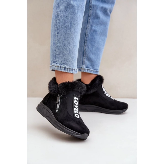 Dámské kotníkové tenisky s kožíškem černé Zeriana