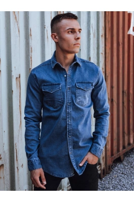 Pánská džínová košile modrá Dstreet DX2589
