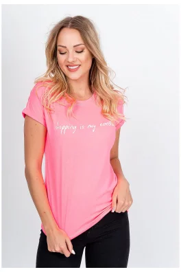 Dámské tričko s nápisem "Shopping is my cardio" - růžová,
