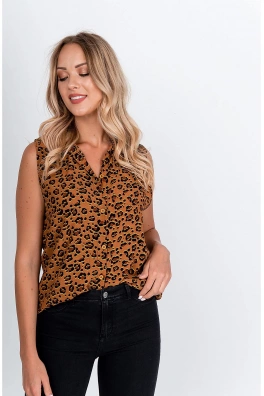 Dámská košile s leopardím motivem - hnědá,