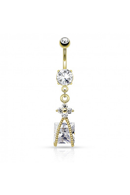 14k žlutým zlatem pozlacený piercing do pupíku- luxury