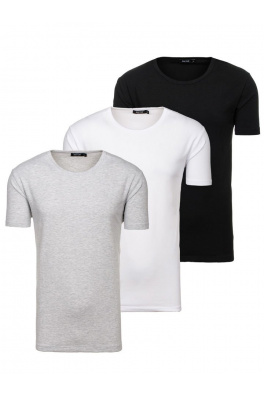 3 Pánské trička bez potisku 798081-3p - šedá, bílá, černá,