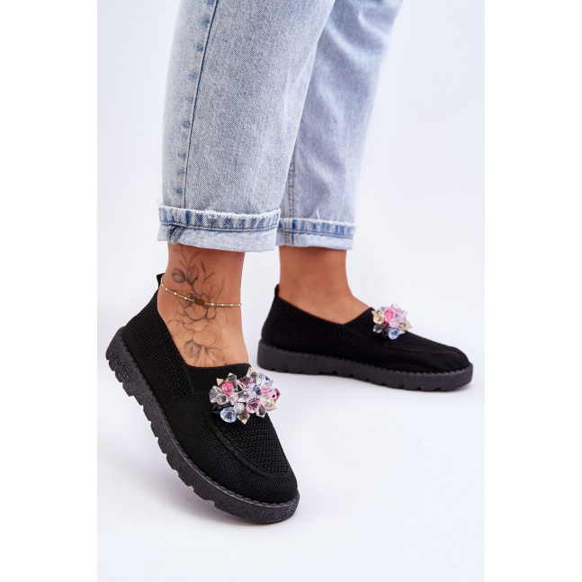 Dámské Slip-on Tenisky s Kameny Černá Simple