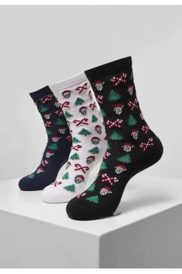 Unisex vánoční ponožky Urban Classics Grumpy Santa Christmas Socks 3-Pack