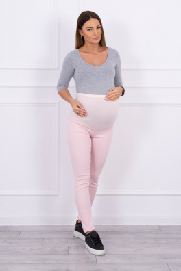 Těhotenské kalhoty, barevné džíny pudrově růžové