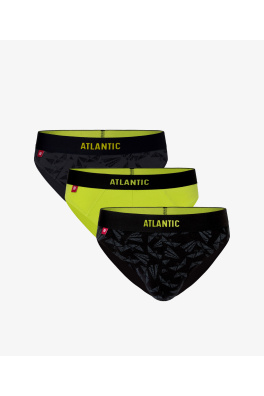 Pánské sportovní slipy ATLANTIC 3-PACK - grafit, tmavá limetka, černá