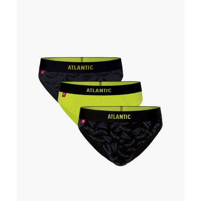Pánské sportovní slipy ATLANTIC 3-PACK - grafit, tmavá limetka, černá