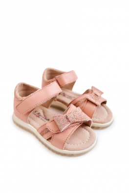 Dětské kožené sandály na suchý zip Pink Lolly