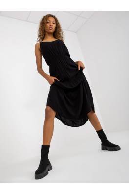 Černé maxi šaty s volánem z viskózy SUBLEVEL