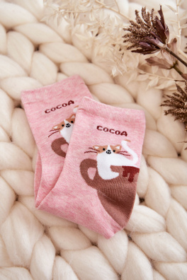 Dámské legrační ponožky Kočka V Poháru Růžové